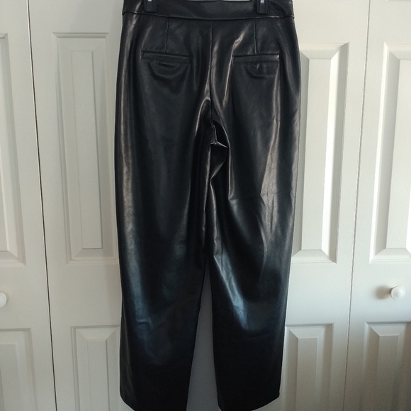 Nine West Black Faux Leather Wide Leg Pants 10 - Picture 2 of 11